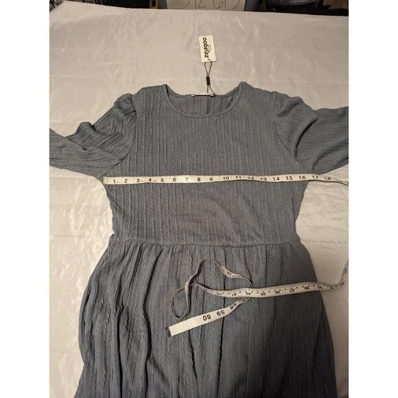 Zeagoo Women's Casual Knit Sweater Dress with Pockets Crew Medium, Blue/Grayish - Picture 11 of 15
